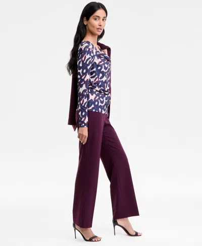 Tahari Asl Petite Flare-leg Pants, Regular & Petite In Burgundy