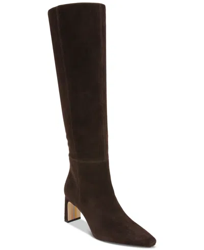 Sam Edelman Sylvia Womens Suede Tall Knee-high Boots In Brown