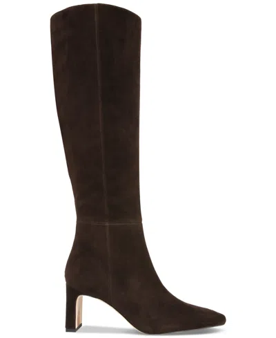 Sam Edelman Sylvia Womens Suede Tall Knee-high Boots In Brown