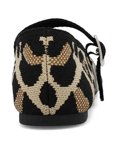 Mia Women's Mary Jane Strap Knit Flats In Animal Print