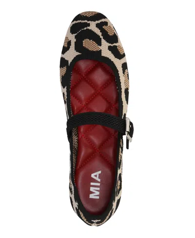 Mia Women's Mary Jane Strap Knit Flats In Animal Print