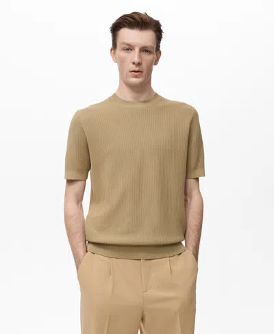Mango Men's Cotton Knitted T-shirt In Brown