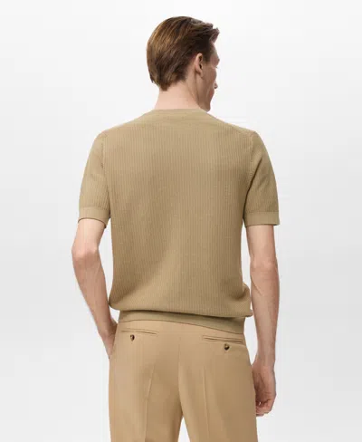 Mango Men's Cotton Knitted T-shirt In Brown