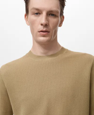 Mango Men's Cotton Knitted T-shirt In Brown