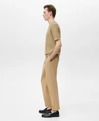 Mango Men's Cotton Knitted T-shirt In Brown