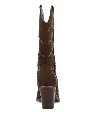 Mia Women's Morgann Pointed Toe Studded Western Boots In Brown