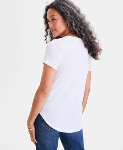 Style & Co Women's Graphic Crewneck Short-sleeve T-shirt, Exclusively At Macy's In White