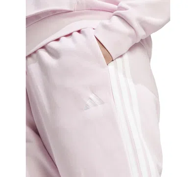 Adidas Originals Adidas 3-stripes Fleece Sweatpants In Pink
