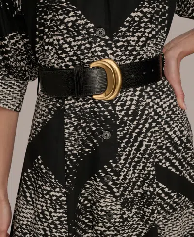 Donna Karan Belted Midi Shirt Dress In Multi