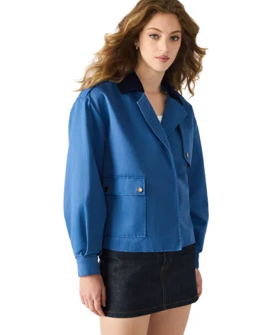 Steve Madden Luisa Trench Jacket In Blue
