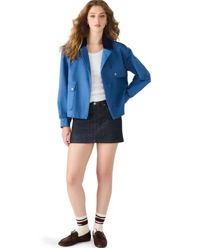 Steve Madden Luisa Trench Jacket In Blue