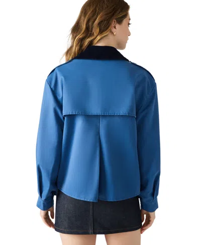 Steve Madden Luisa Trench Jacket In Blue