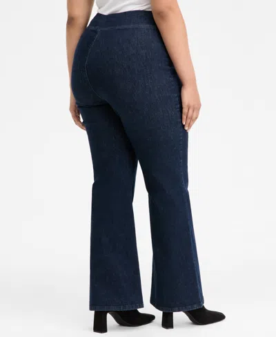Inc International Concepts Plus Size High-rise Pull-on Flared Jeans, Macy's Exclusive In Blue