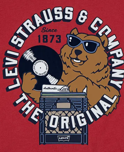 Levi's Big Boys Play That Record Short Sleeve T-shirt In Red