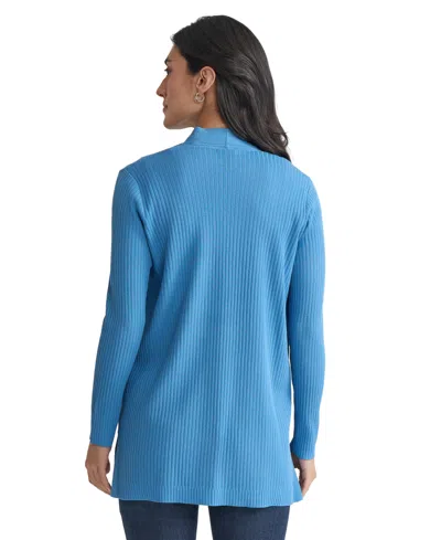 Jones New York Petite Solid Open-front Cardigan Sweater In Blue