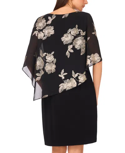 Msk Women's Foil Cape Short Dress In Black