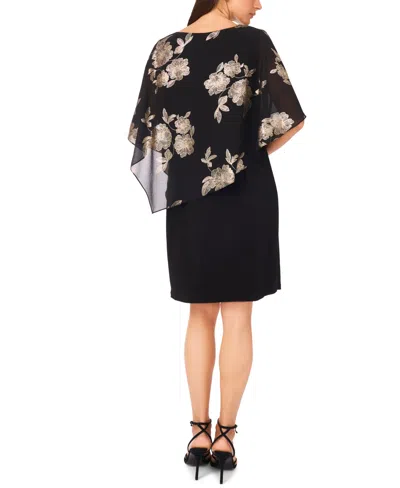 Msk Women's Foil Cape Short Dress In Black