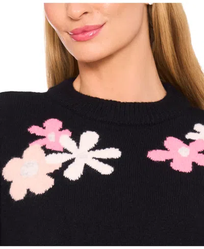 Cece Groovy Flower Sweater In Black