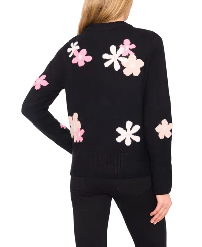 Cece Groovy Flower Sweater In Black
