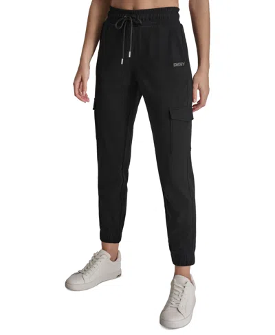 Dkny Sport Women's Studded-logo Cargo Joggers In Black