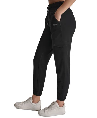 Dkny Sport Women's Studded-logo Cargo Joggers In Black