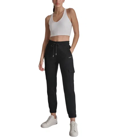 Dkny Sport Women's Studded-logo Cargo Joggers In Black