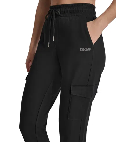 Dkny Sport Women's Studded-logo Cargo Joggers In Black