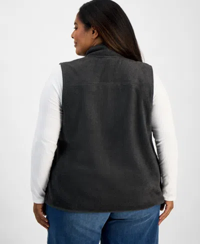 Style & Co Plus Size Solid Polar Fleece Vest, Exclusively At Macy's In Black
