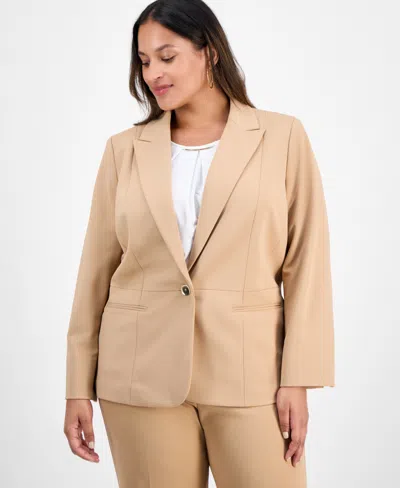 Kasper Plus Size Single-button Blazer In Neutral