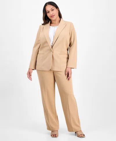Kasper Plus Size Single-button Blazer In Neutral