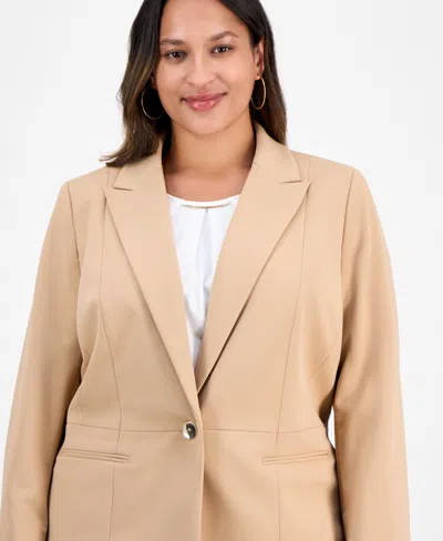 Kasper Plus Size Single-button Blazer In Neutral