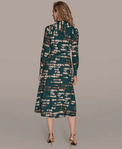 Donna Karan Satin Shirtdress In Green