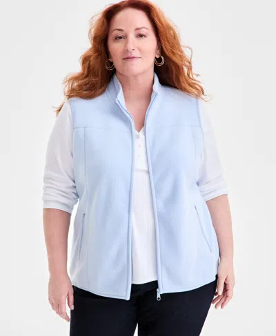Style & Co Plus Size Solid Polar Fleece Vest, Exclusively At Macy's In Blue