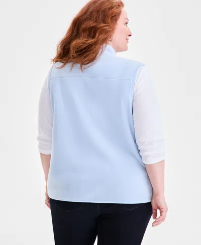 Style & Co Plus Size Solid Polar Fleece Vest, Exclusively At Macy's In Blue