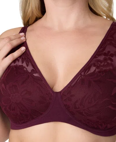 Bali Breathe Cotton Modal Wireless T-shirt Bra Df7594 In Burgundy