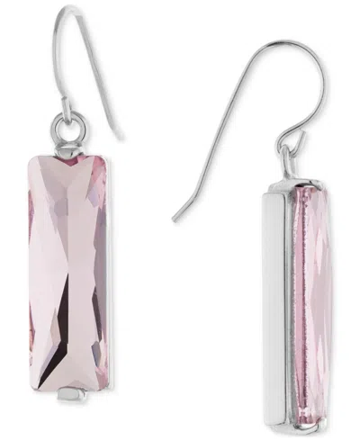 Macy's Color Crystal Rectangle Drop Earrings In Sterling Silver In Silver