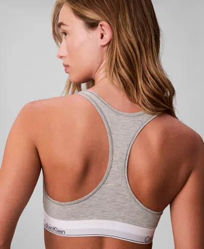 Calvin Klein Icon Cotton Modal Unlined Bralette In Gray