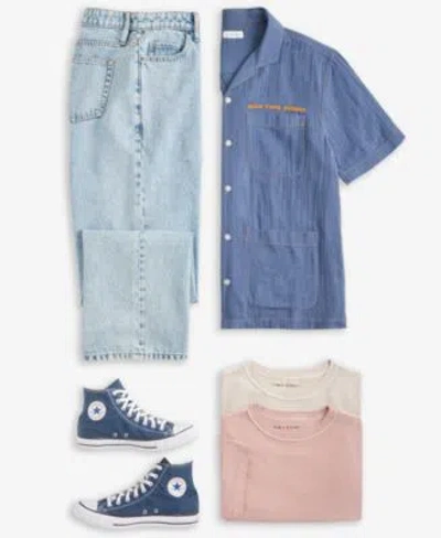 Sun + Stone Sun Stone Mens Camp Joss Regular Fit Embroidered Button Down Shirt Inside Out Regular Fit T Shirt Mo In Brown