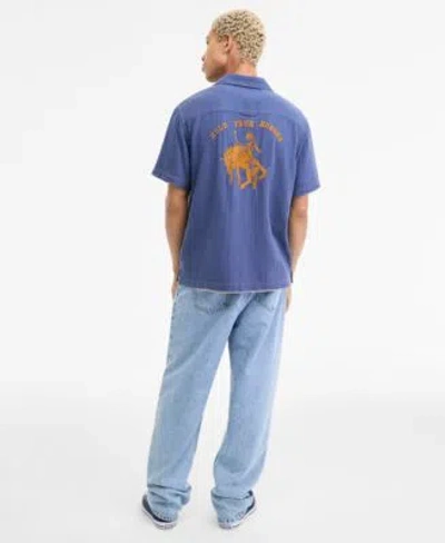 Sun + Stone Sun Stone Mens Camp Joss Regular Fit Embroidered Button Down Shirt Inside Out Regular Fit T Shirt Mo In Brown