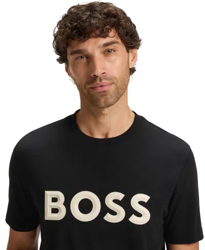 Hugo Boss Boss Tiburt 354 Logo Print T Shirt In Black