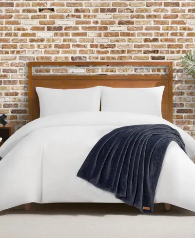 Lucky Brand Solid Plush Throw, 50" X 70" In Blue
