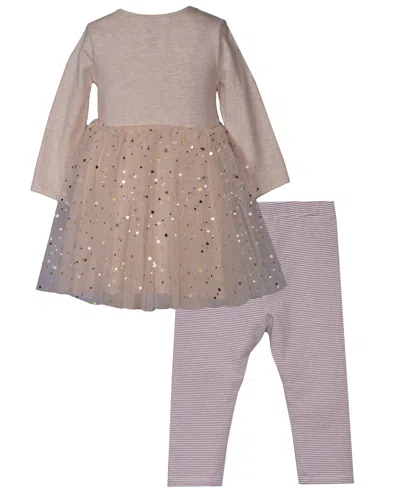 Bonnie Baby Baby Girls 2-piece Top And Leggings Sequin Pumpkin Set In Brown