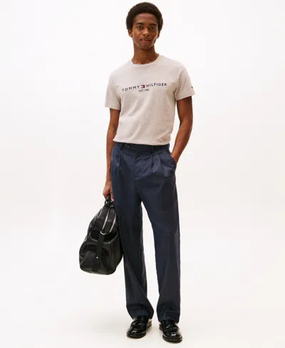 Tommy Hilfiger Men's Embroidered Logo Slim-fit Crewneck T-shirt In White