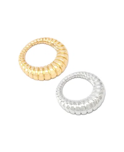 Robert Lee Morris Soho Two-tone Rubbed Tube Band Ring Set In Multi
