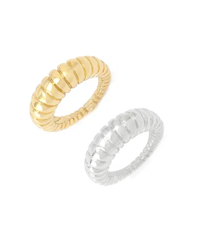 Robert Lee Morris Soho Two-tone Rubbed Tube Band Ring Set In Multi