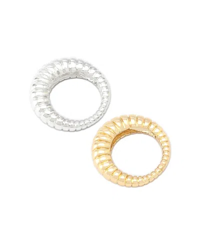 Robert Lee Morris Soho Two-tone Rubbed Tube Band Ring Set In Multi