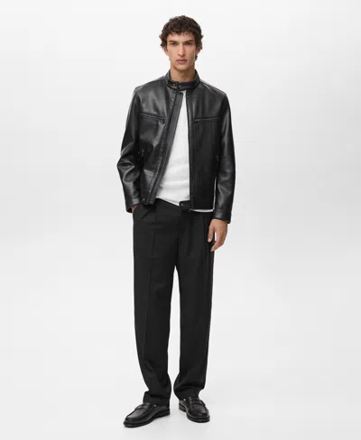 Mango Men's Zip-up Leather-effect Jacket In Black