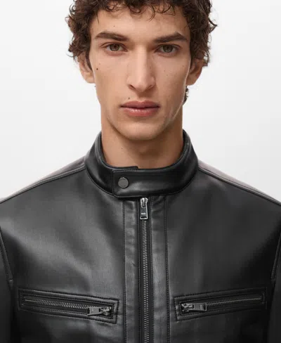 Mango Men's Zip-up Leather-effect Jacket In Black