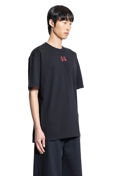 44 Label Group Black Crewneck T-shirt With Logo On The Front And Maxi Logo On The Rear In Cotton Man In Black