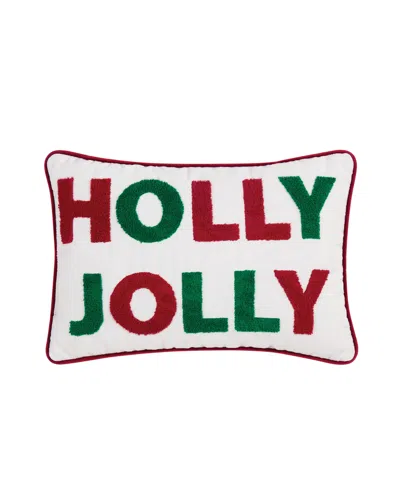 Truly Soft Holly Jolly Decorative Pillow, 12" X 20" In White